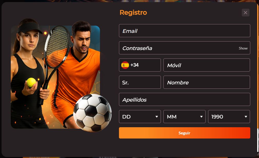 Página de registro del sitio